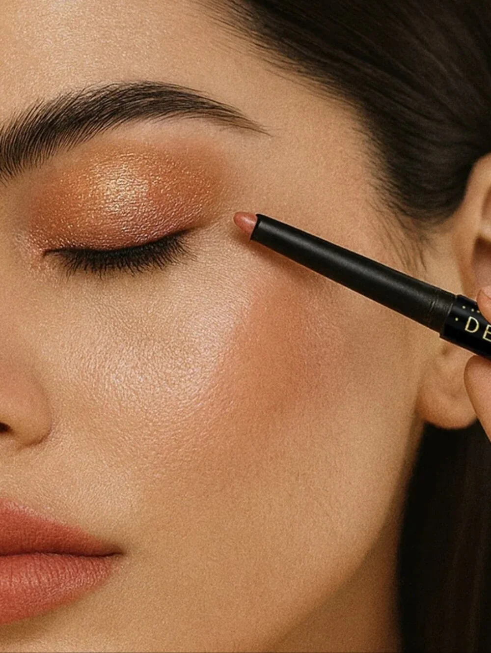Dear Midnight Dual-Ended Eyeshadow Stick+Blender: Peach Bellini, Sealed, New Cau